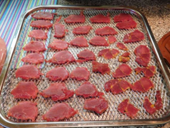 Sušení masa v infračervené sušičce potravin Yden Sušené maso ze sušičky Yden